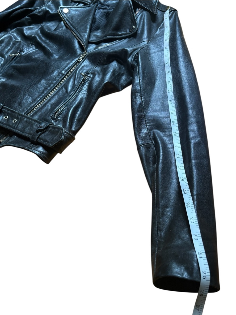 Massimo Dutti Black Leather Moto Biker Jacket - Picture 6 of 12